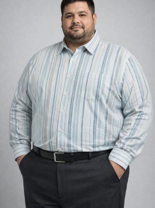 Plus Size Stripes Cotton Linen Shirt For Men