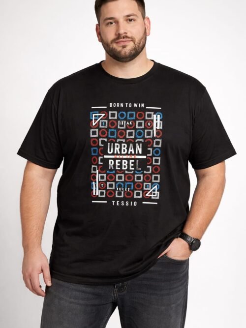 Plus Size Graphic Print Round Neck T-shirt For Men